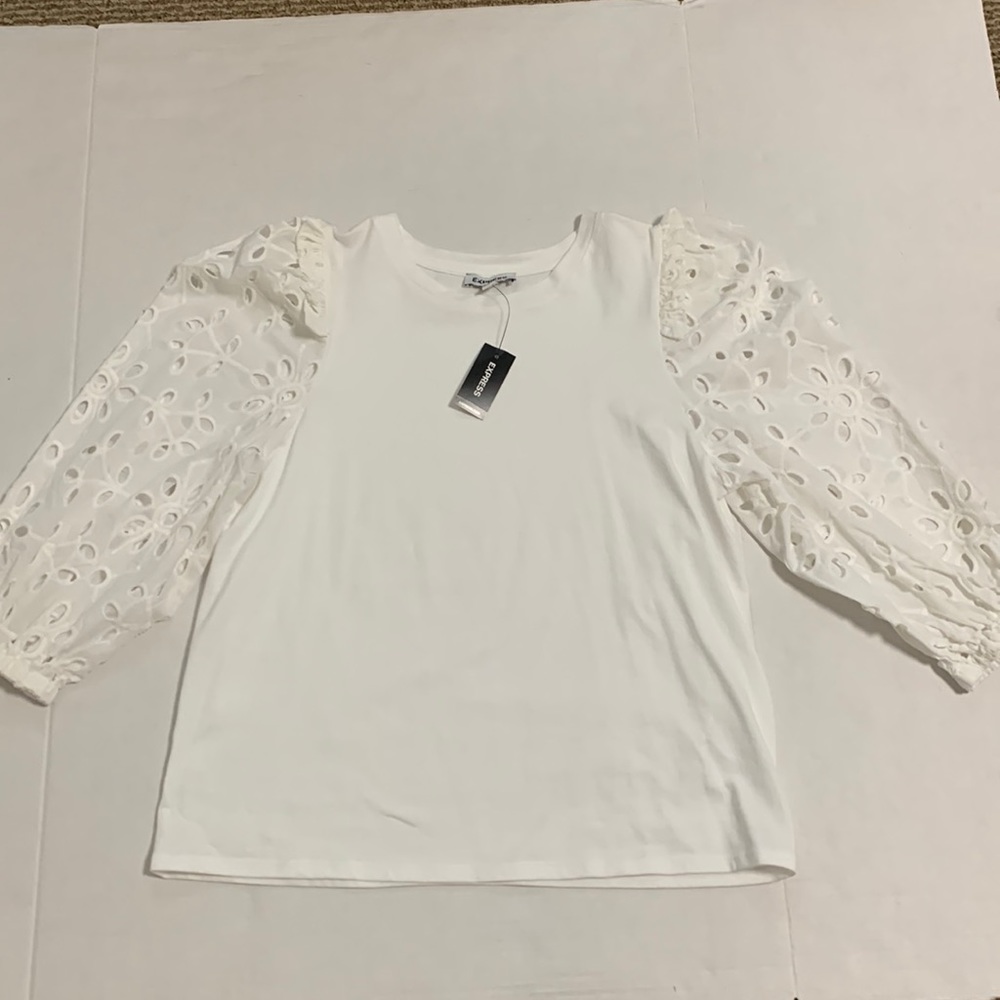 NWT Express Flutter Sleeve Eyelet Top